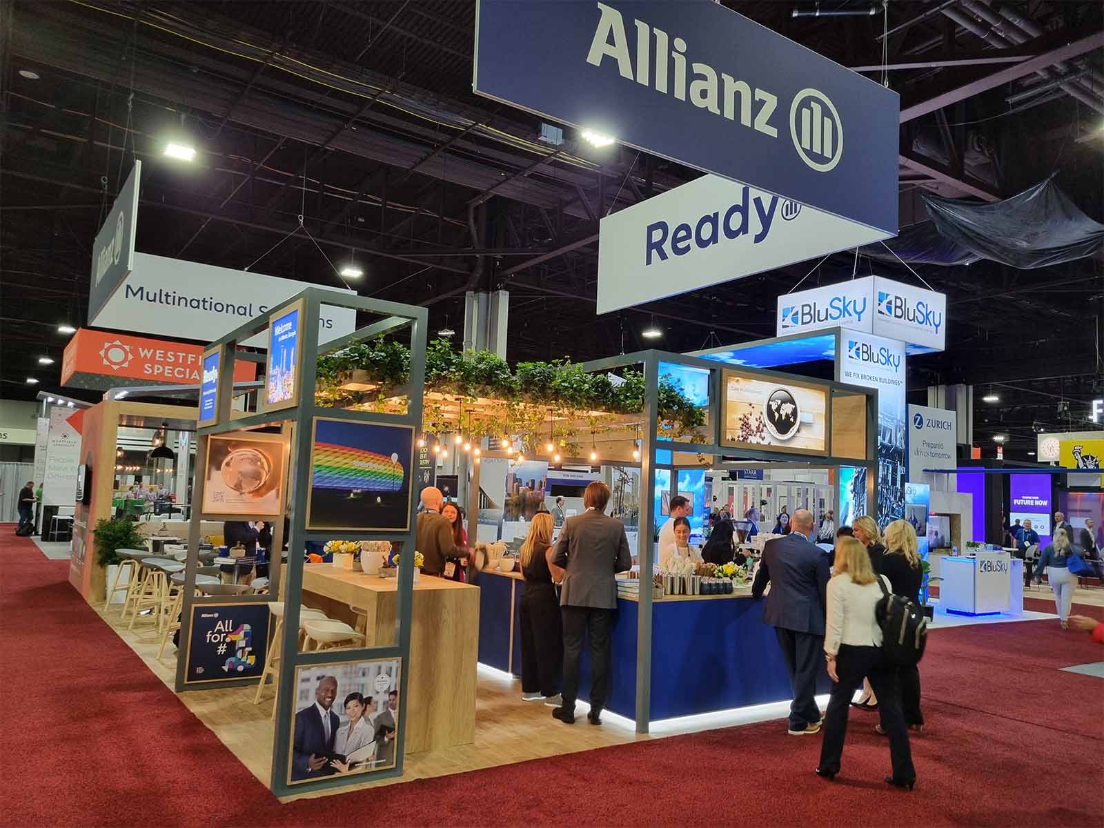People networking and having discussions on a conference stand