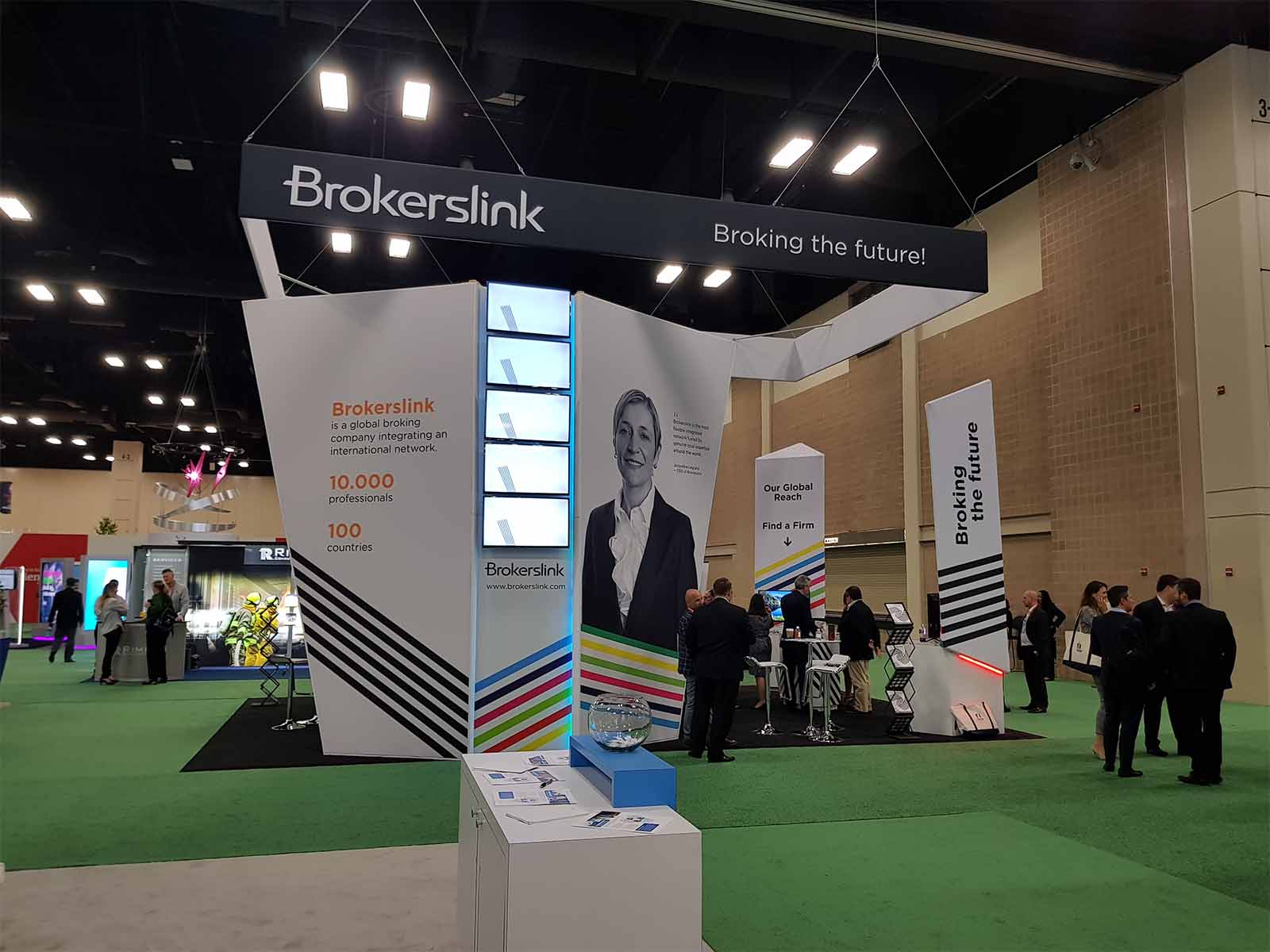 The brandformula team posing for a photo after building a conference stand