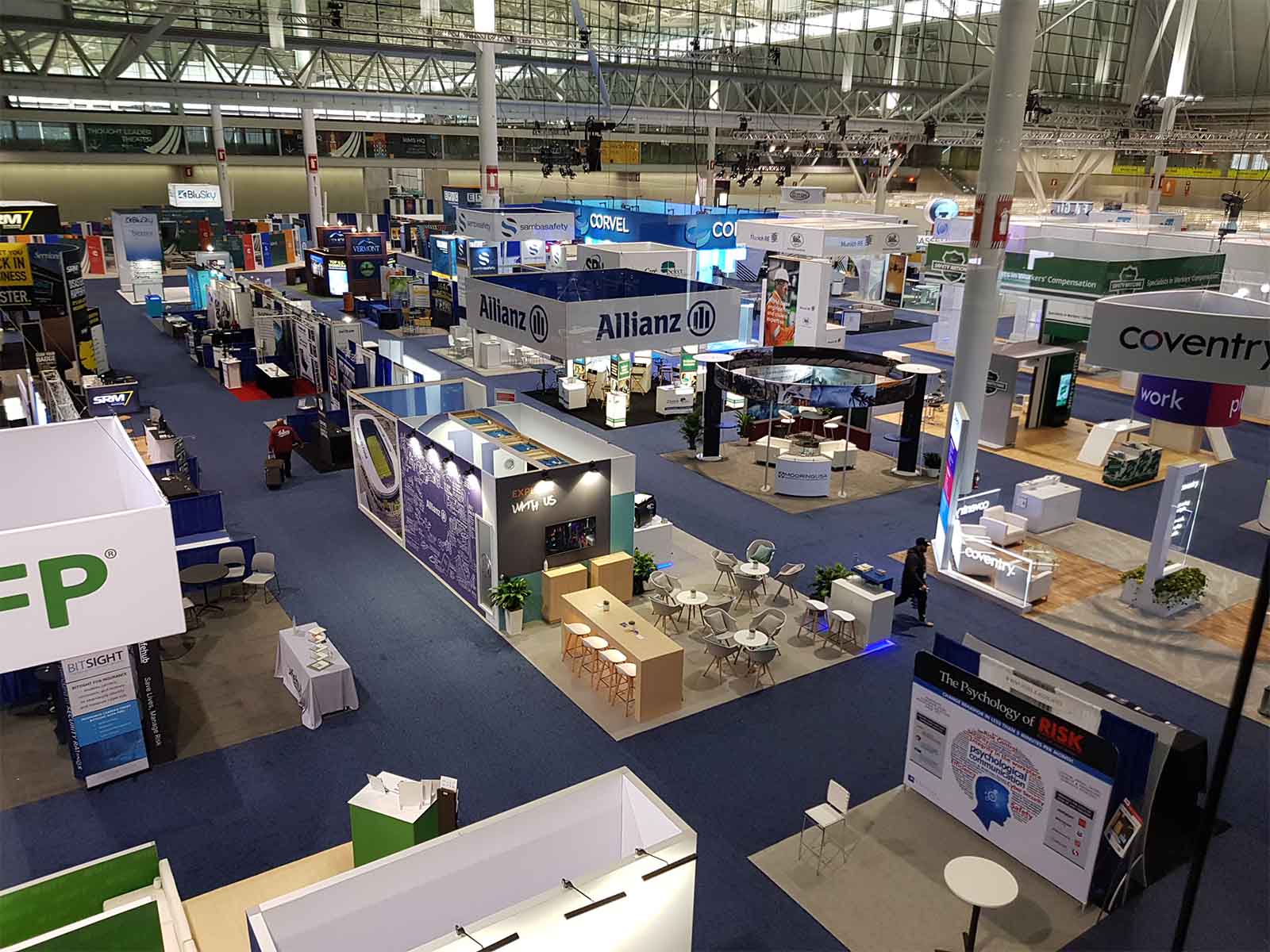 A conference stand mid-construction