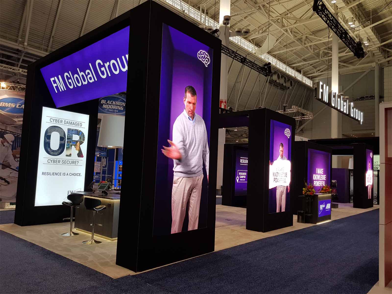 A conference stand mid-construction