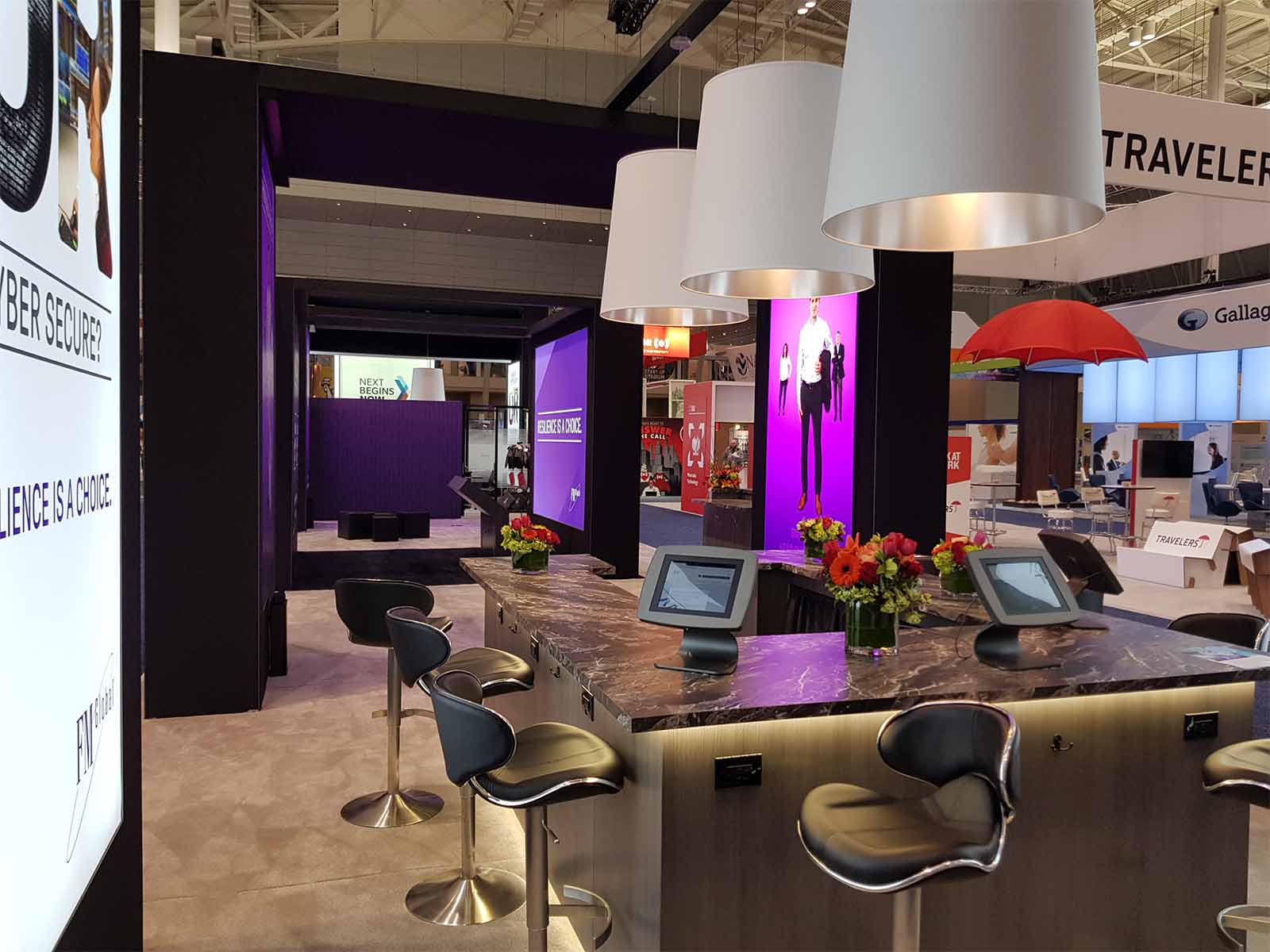 A conference stand mid-construction