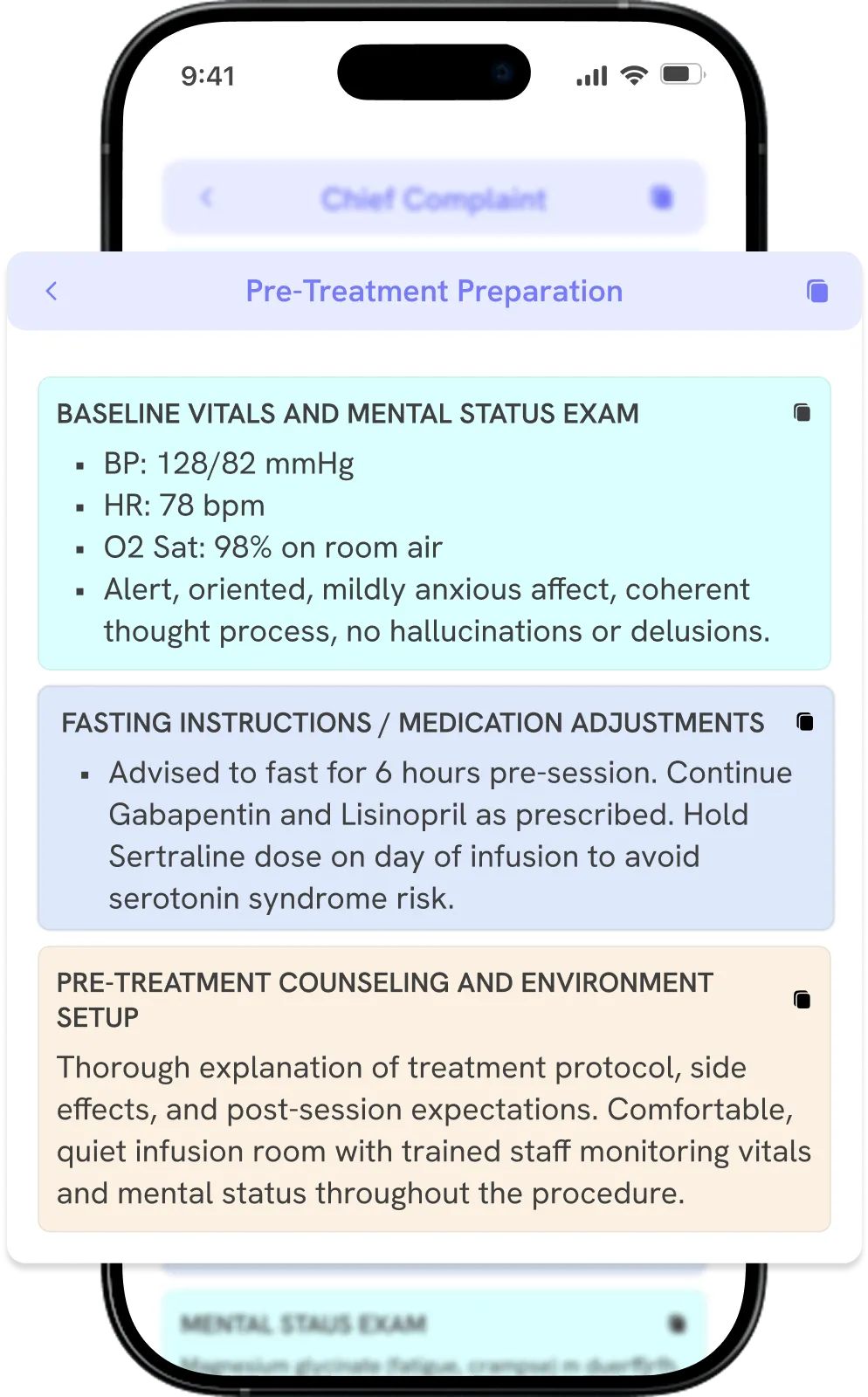  Smartphone showing Marvix AI auto-generated nephrology note with history, complaints, and labs.