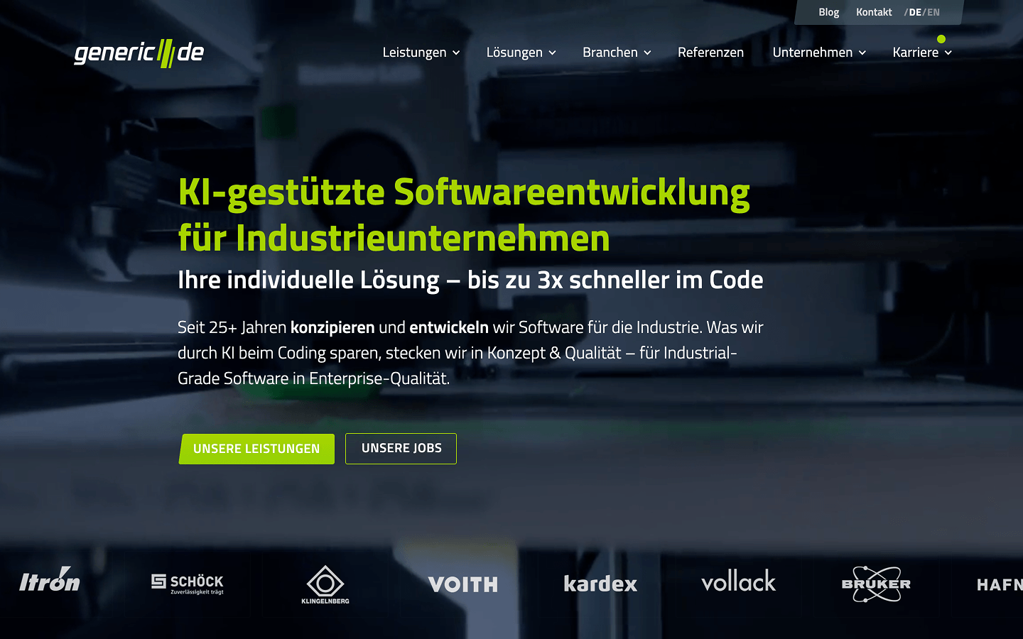 Vorschau der generic.de-Website, einer Softwareagentur für die Industrie