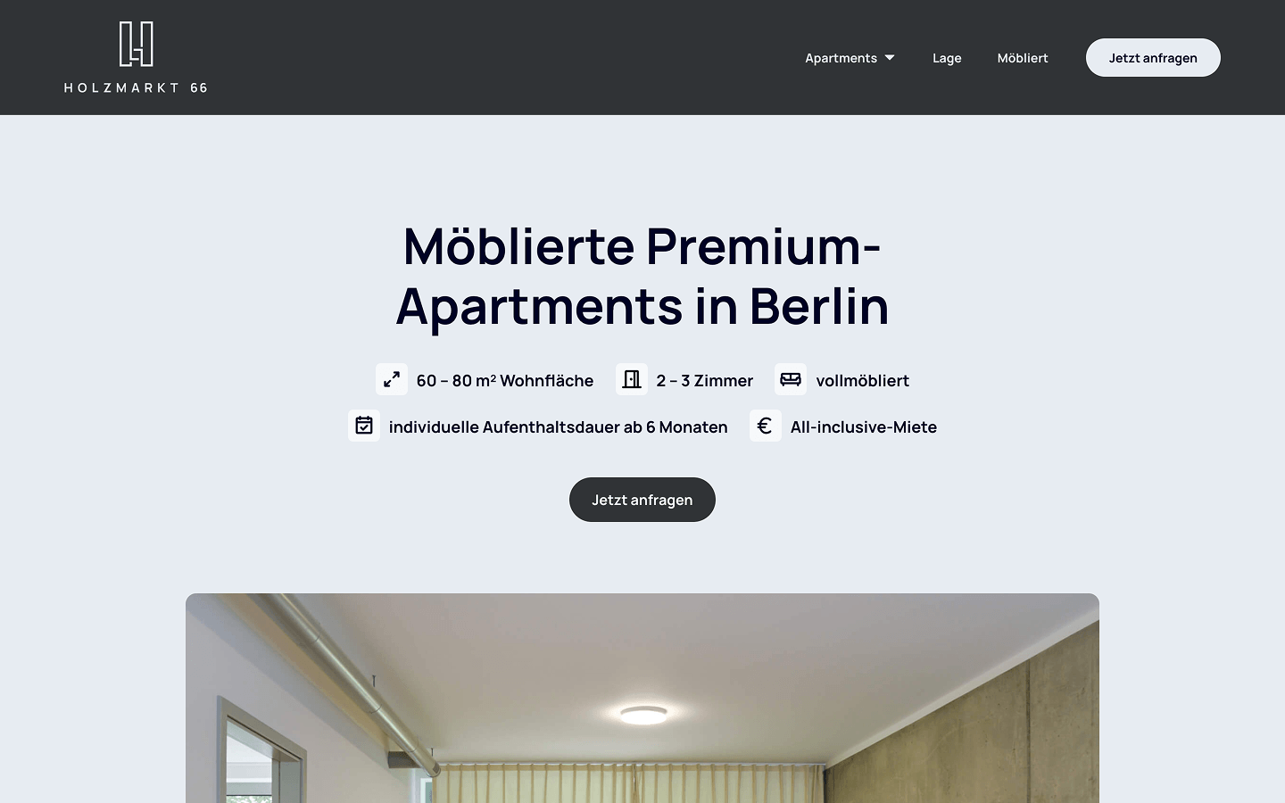 Vorschau der Holzmarkt66-Website mit Premium-Apartments in Berlin