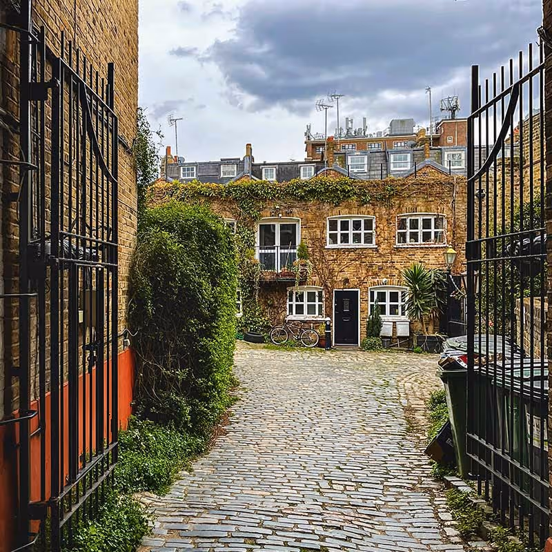 old refurbished town house alleyway in enfield