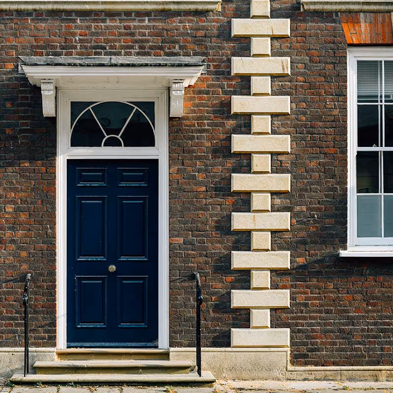 front door of brick house in highgate london