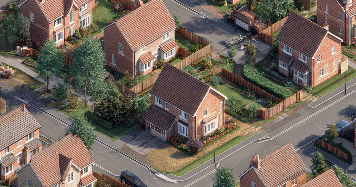 aerial view of a new residential build in suburban london