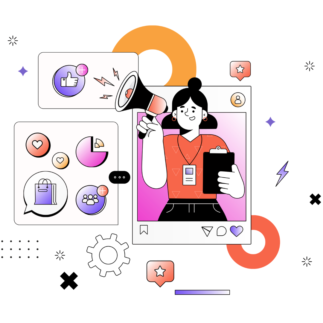 Header Image Social Media Advertising Shoutout Handdrawn Vector Lightwise Online Marketing Bureau - Marcha Henderson