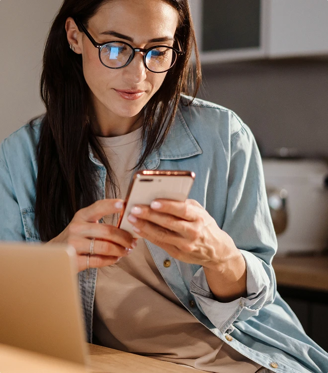Woman looking at her phone