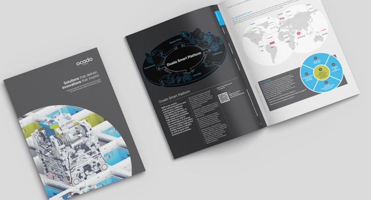 Ocado Annual Report books on a table