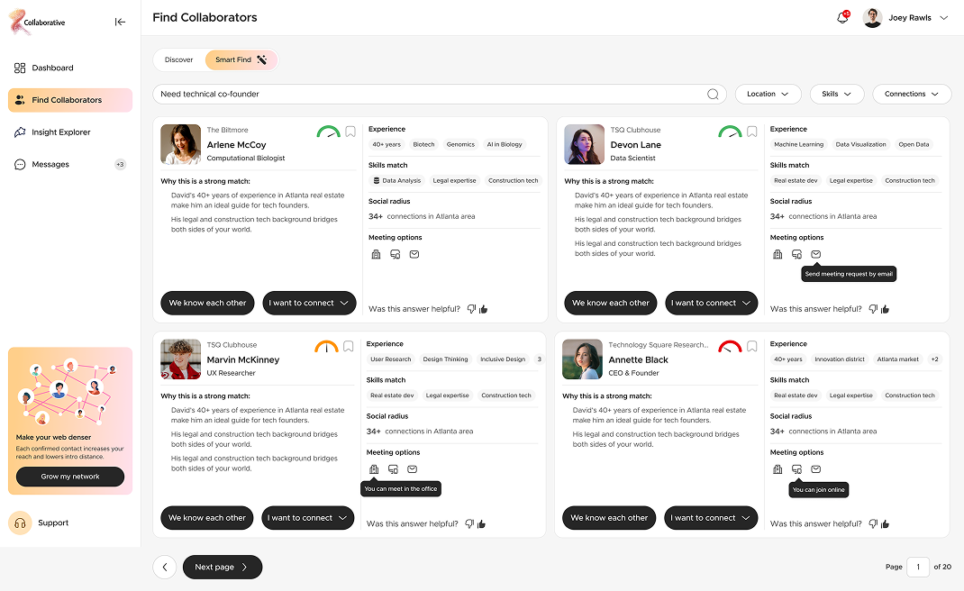 Features for members - Smart match