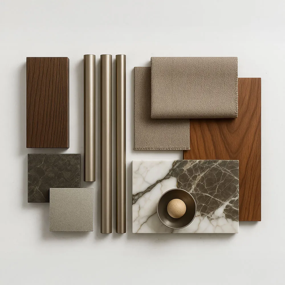 le nuove tendenze delle finiture metalliche per interior design - moodboard inspiration  