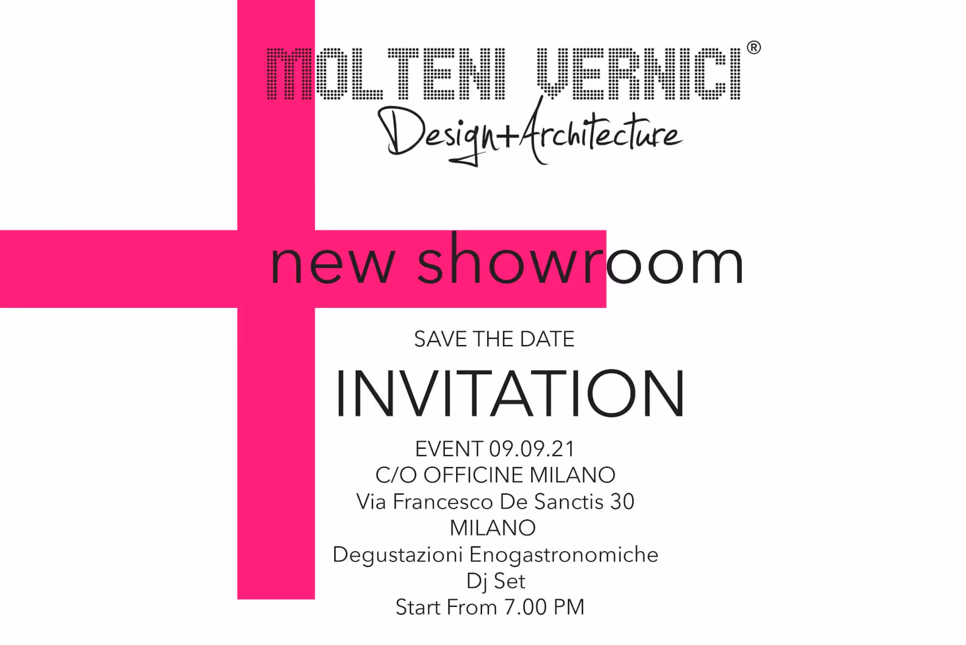Invito Molteni Vernici per nuova showroom a Milano con design e architettura