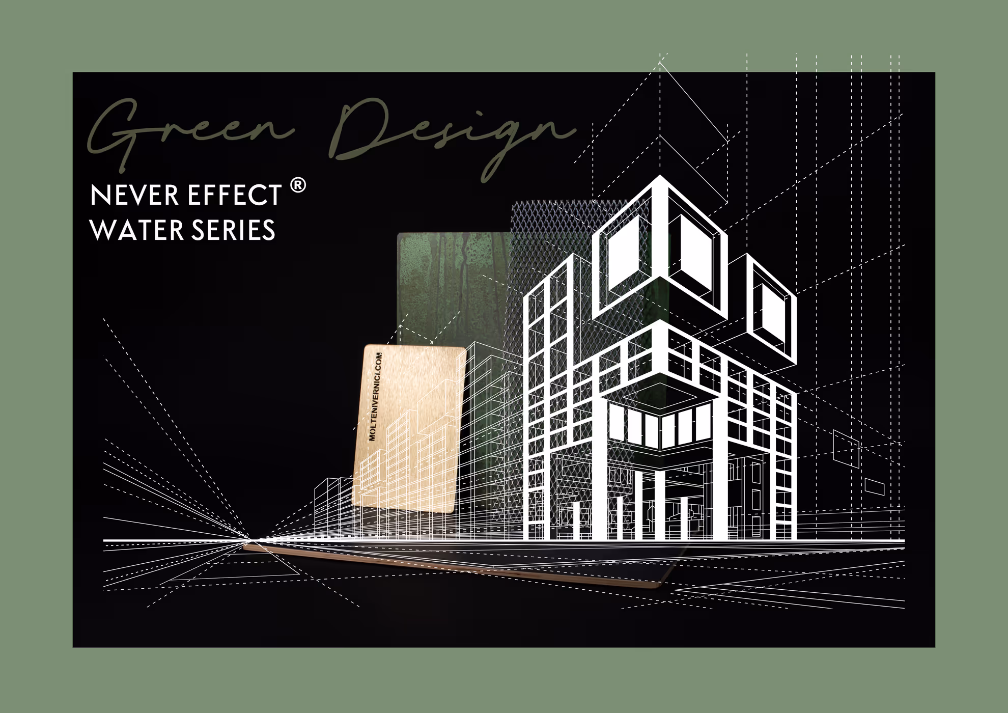 Molteni Vernici Green Design: architettura sostenibile con serie acqua Never Effect