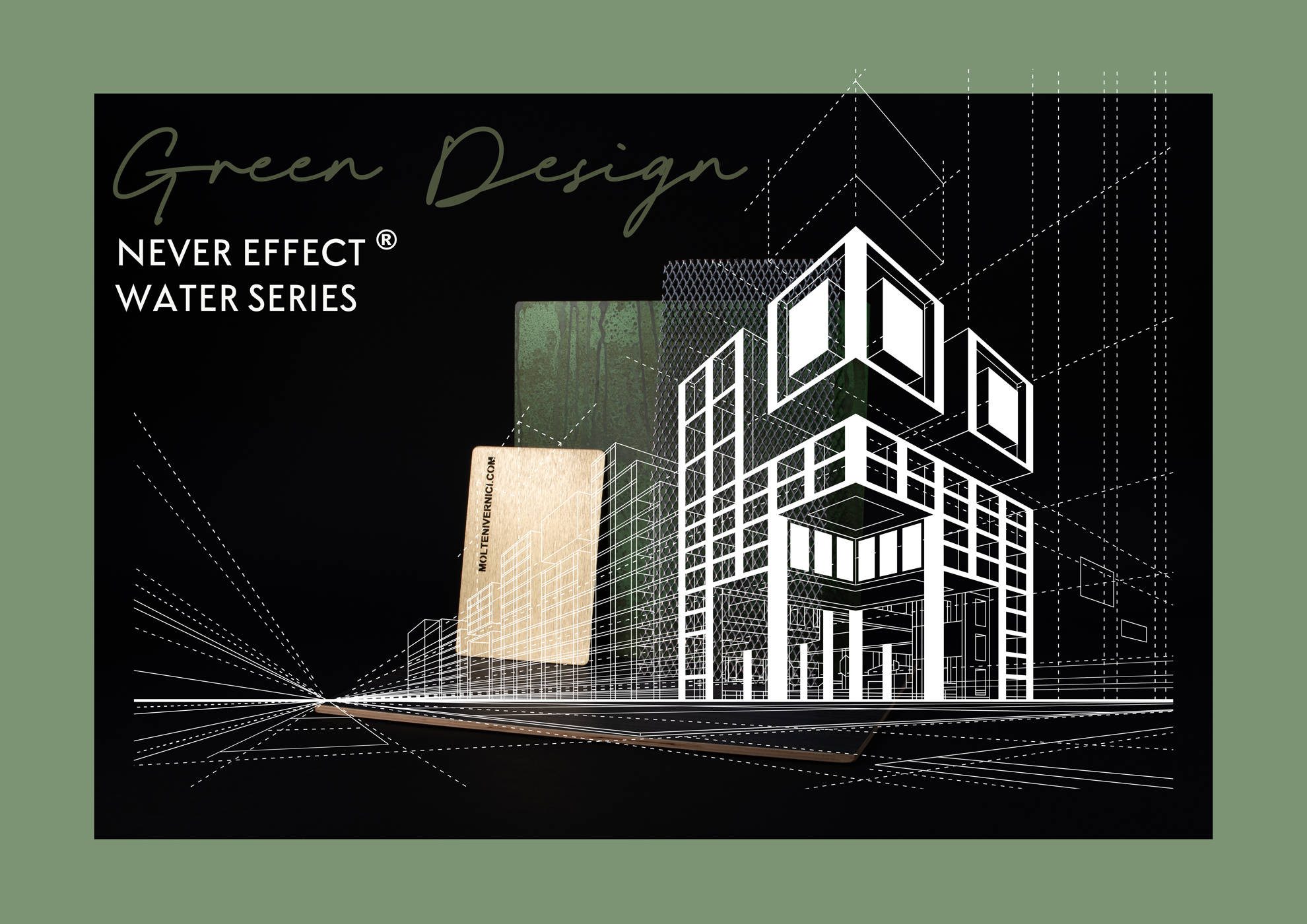 MOLTENI-VERNICI Speziallack: Green Design Architektur-Wireframe mit Never Effect