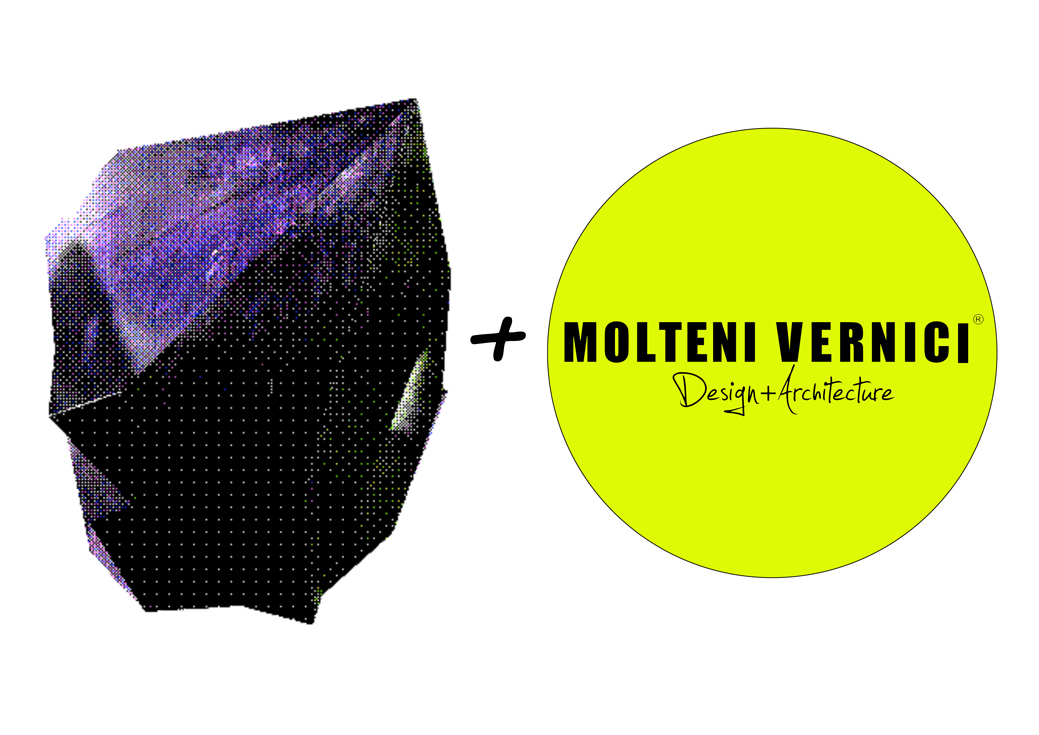 Speziallacke MOLTENI-VERNICI: Designelement mit geometrischem Objekt, made-in-italy