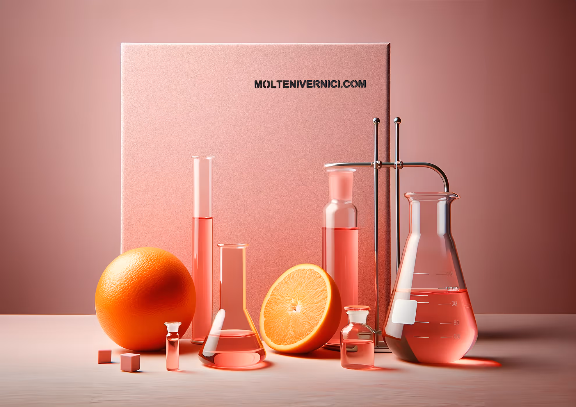 Composition artistique des peintures spéciales MOLTENI-VERNICI avec oranges