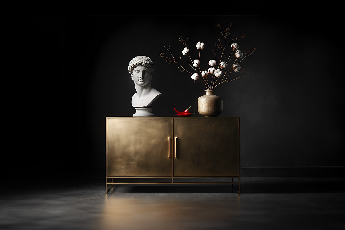 Buffet MOLTENI-VERNICI élégant, finitions design avec buste et coton