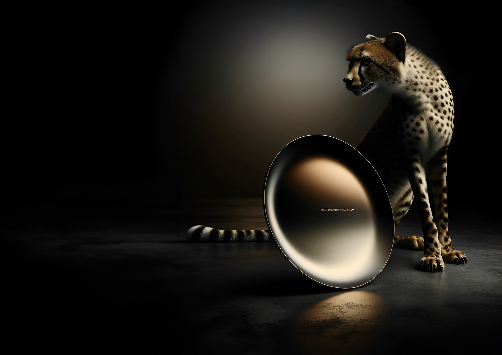 Guépard élégant avec miroir MOLTENI-VERNICI reflétant des finitions design