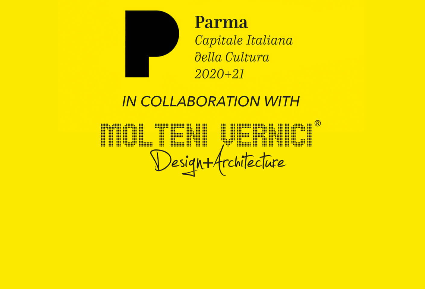 Parma 2020+21 cultural event poster featuring MOLTENI VERNICI special paints