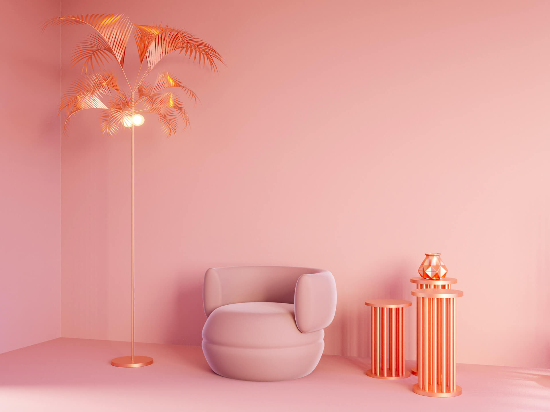 Peintures spéciales MOLTENI, finitions VERNICI : intérieur rose minimaliste