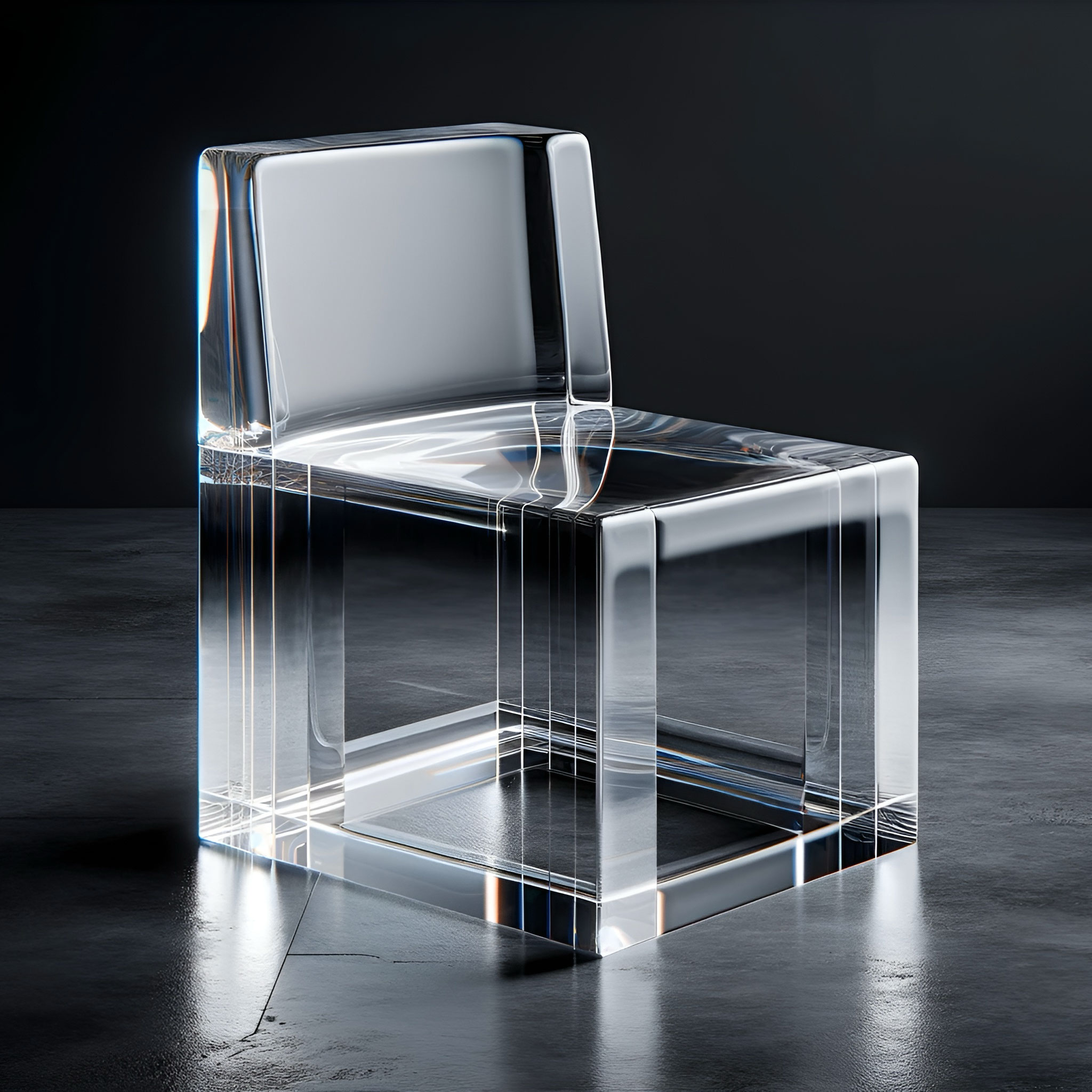 Transparenter Stuhl mit glänzenden Speziallacken von MOLTENI-VERNICE Oberflächen