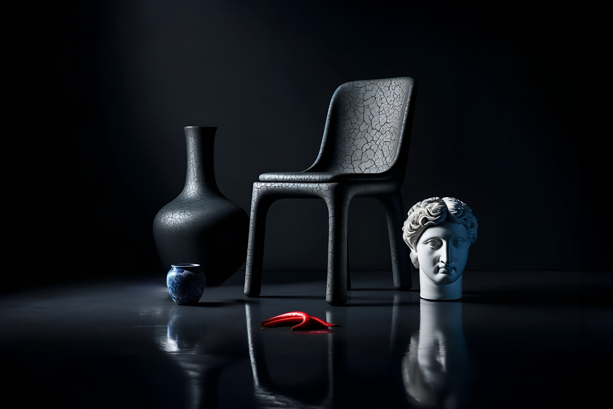 Peintures spéciales MOLTENI-VERNICI : objets texturés dans une composition élégante