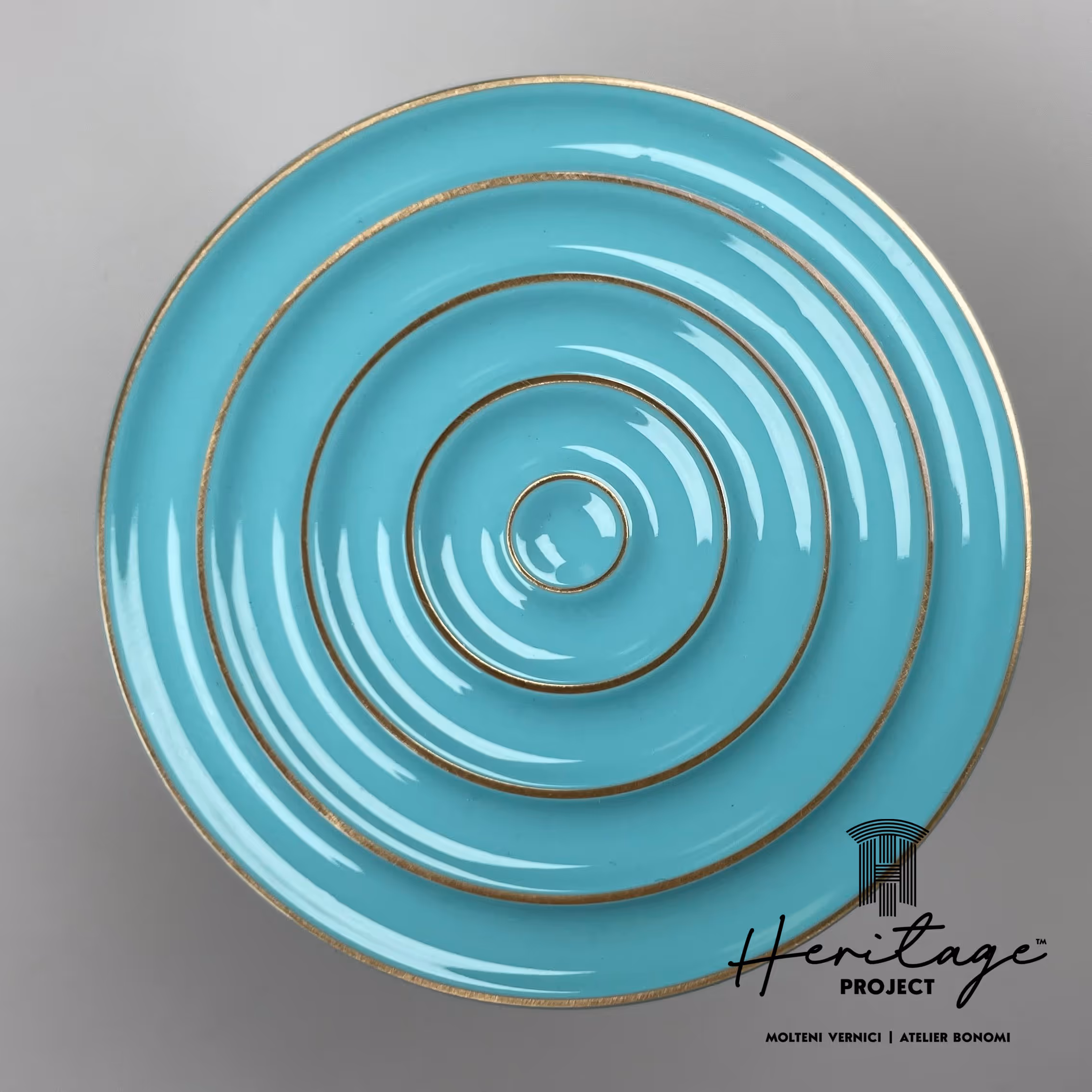 MOLTENI-VERNICI special 2icons paint turquoise circular ceramic plate