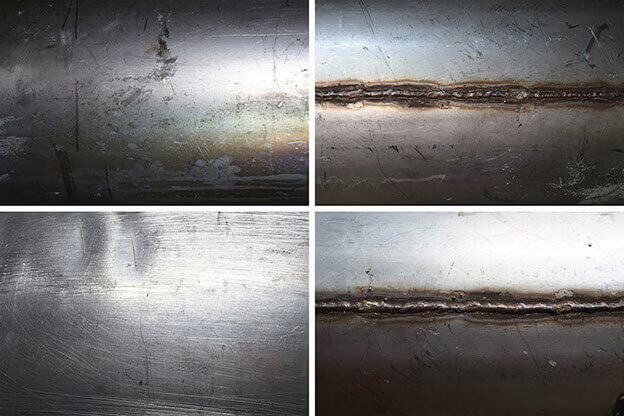 Pintura especial Molteni-Vernici: textura metálica con detalles de soldadura y rasguños