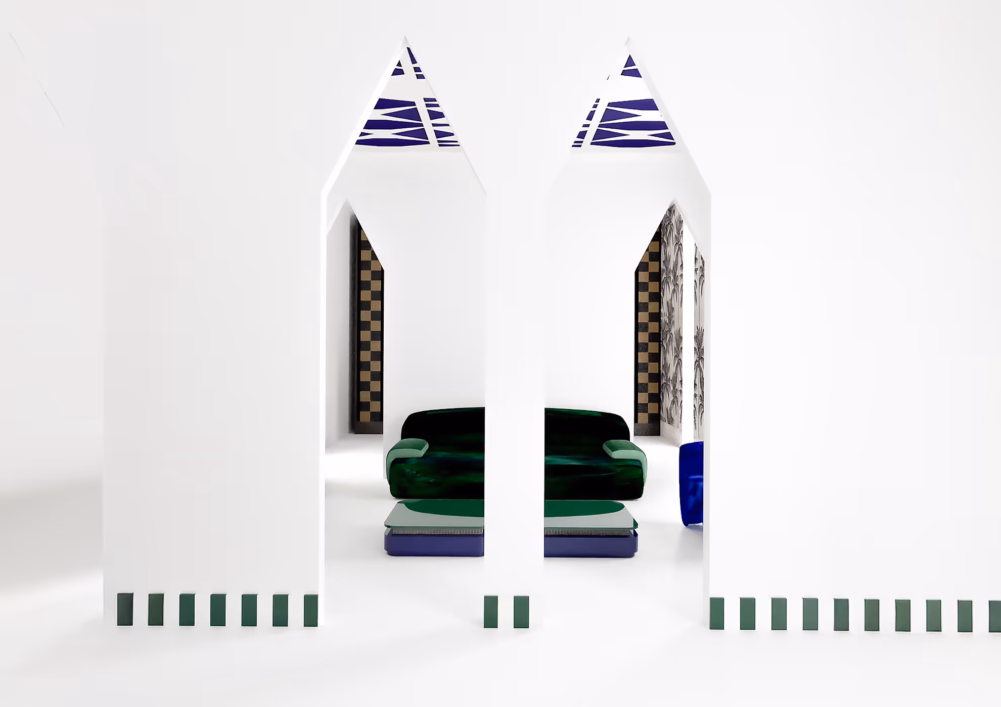 MOLTENI-VERNICI special paint display with geometric green and white design