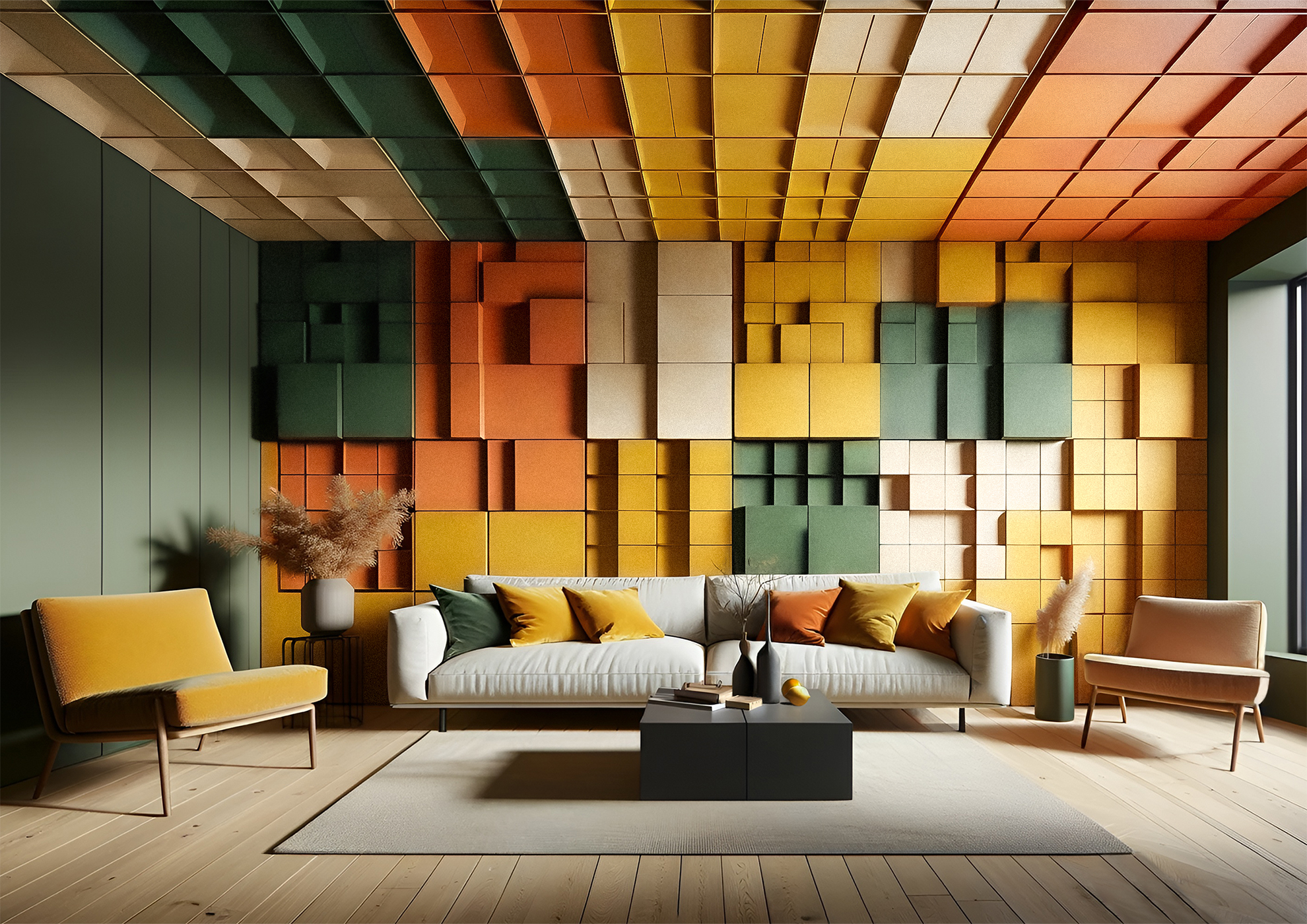 Espace MOLTENI-VERNICI avec peinture spéciale architecturale aux tons chaleureux