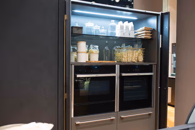 MOLTENI-VERNICI special paint effects kitchen appliance storage with jars