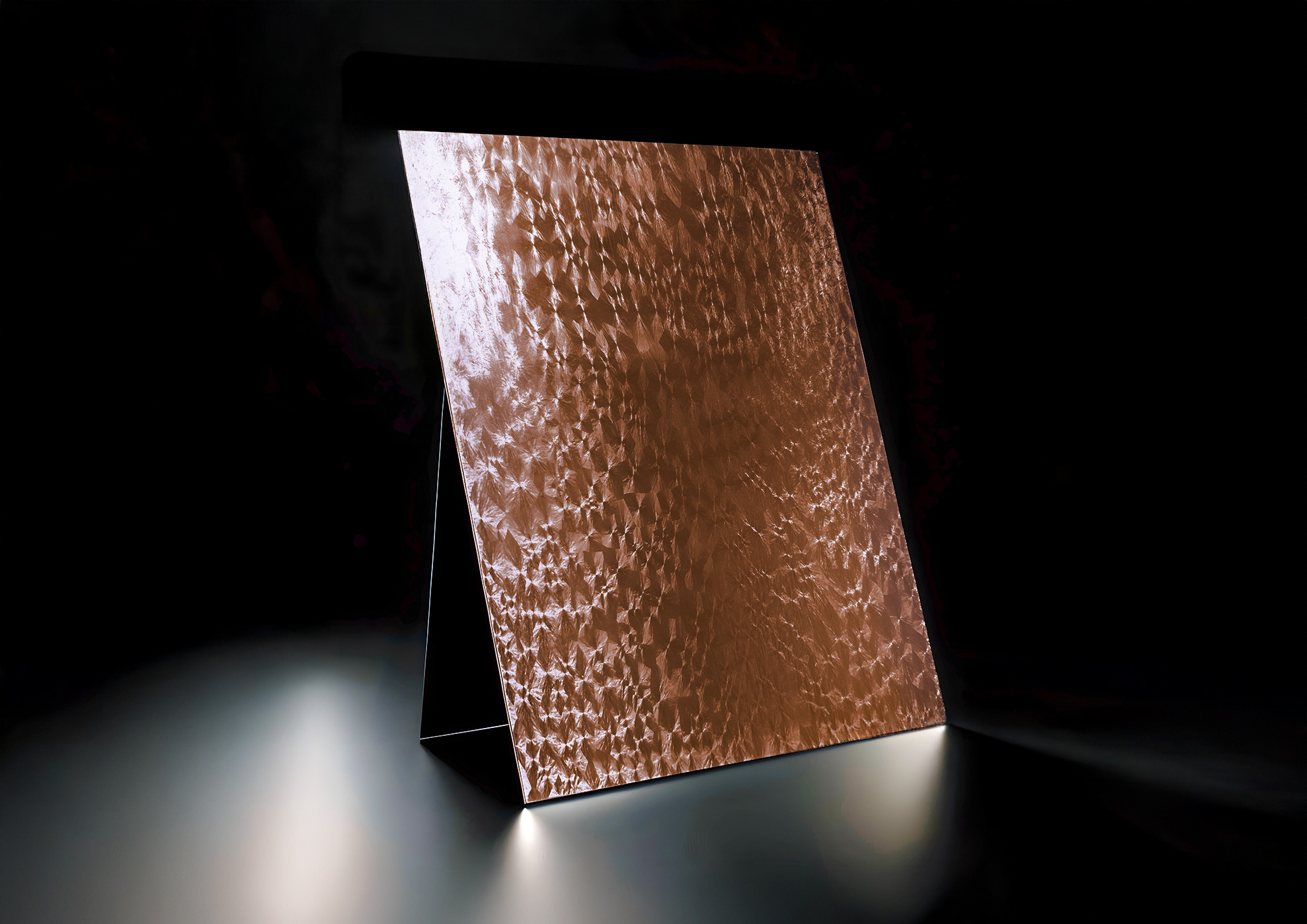 MOLTENI-VERNICI copper-toned panel with special textured effect finishes