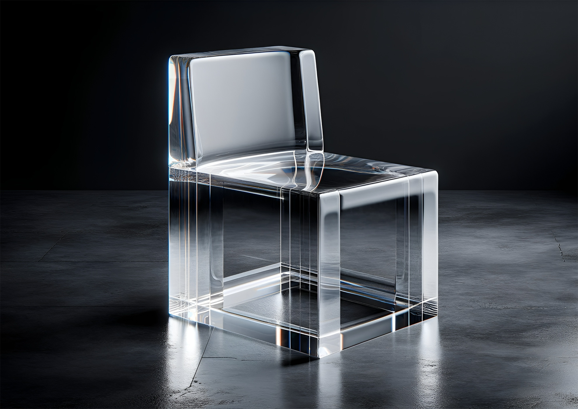 Silla transparente de diseño minimalista, pintura con efecto Molteni-Vernici