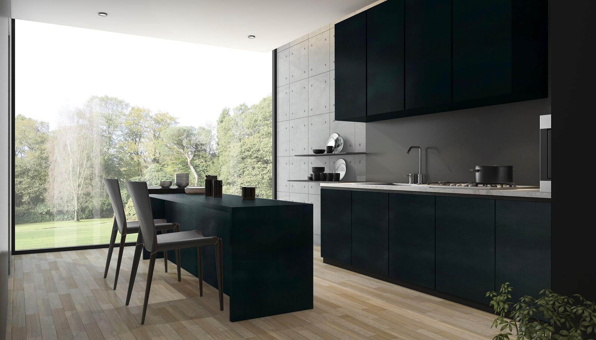 Cocina moderna con pintura con efecto hormigón de Molteni-Vernici