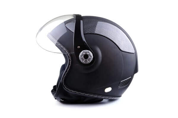 Casque noir Molteni-Vernici avec vernis spéciales et écran transparent