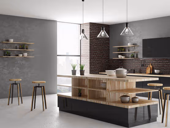 Esempi di cucina moderna con verniciatura MOLTENI-VERNICI in stile industriale