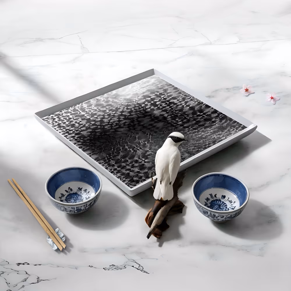 Peintures spéciales MOLTENI-VERNICI avec oiseau blanc et objets artistiques