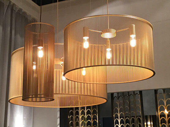 Lampes cylindriques MOLTENI-VERNICI spéciales, élégants abat-jour translucides