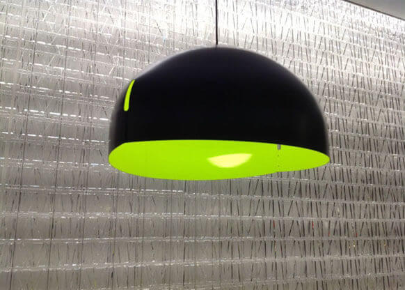 MOLTENI-VERNICI fluo paint lamp with black exterior and neon green interior