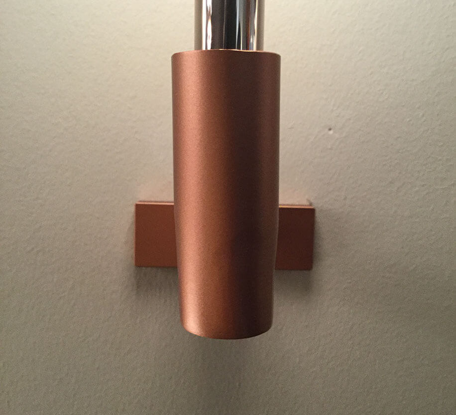 MOLTENI-VERNICI copper cylindrical lamp with diamond paint finish