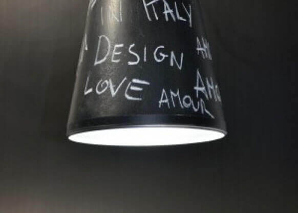 MOLTENI-VERNICI paint effect lamp with handwritten design words