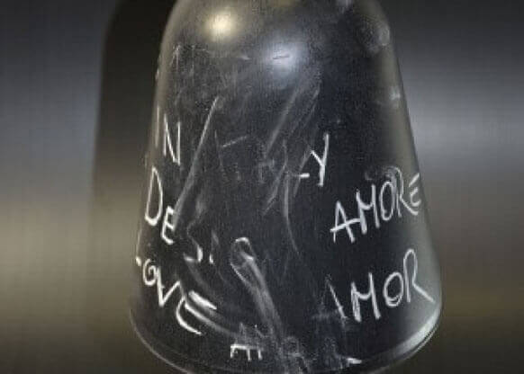 MOLTENI-VERNICI paint effect glass surface with handwritten love words