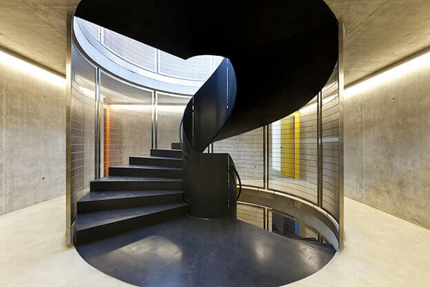 MOLTENI-VERNICI special oxidation paint effect on elegant spiral staircase