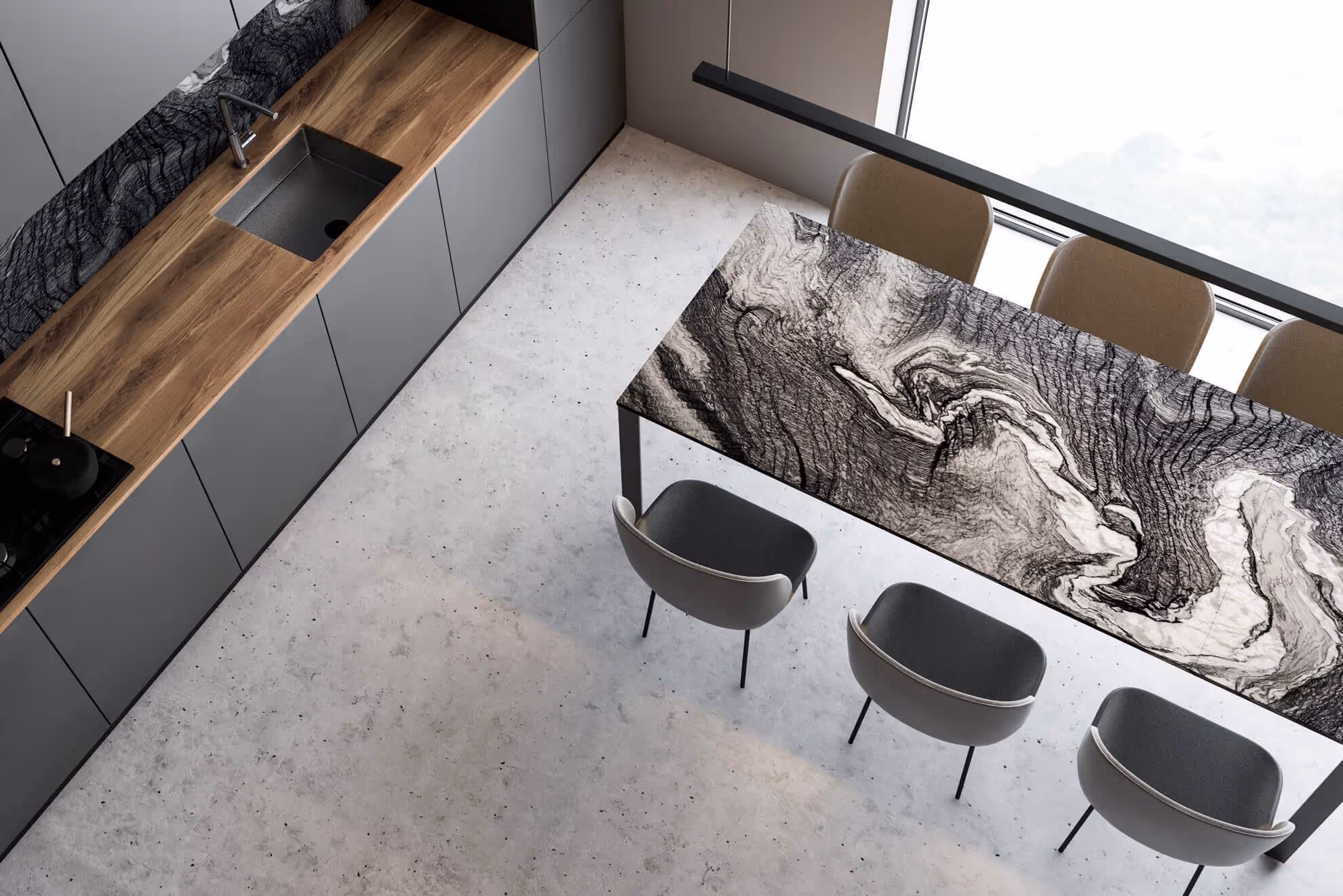 Mesa MOLTENI-VERNICI con acabados especial en diseño moderno minimalista