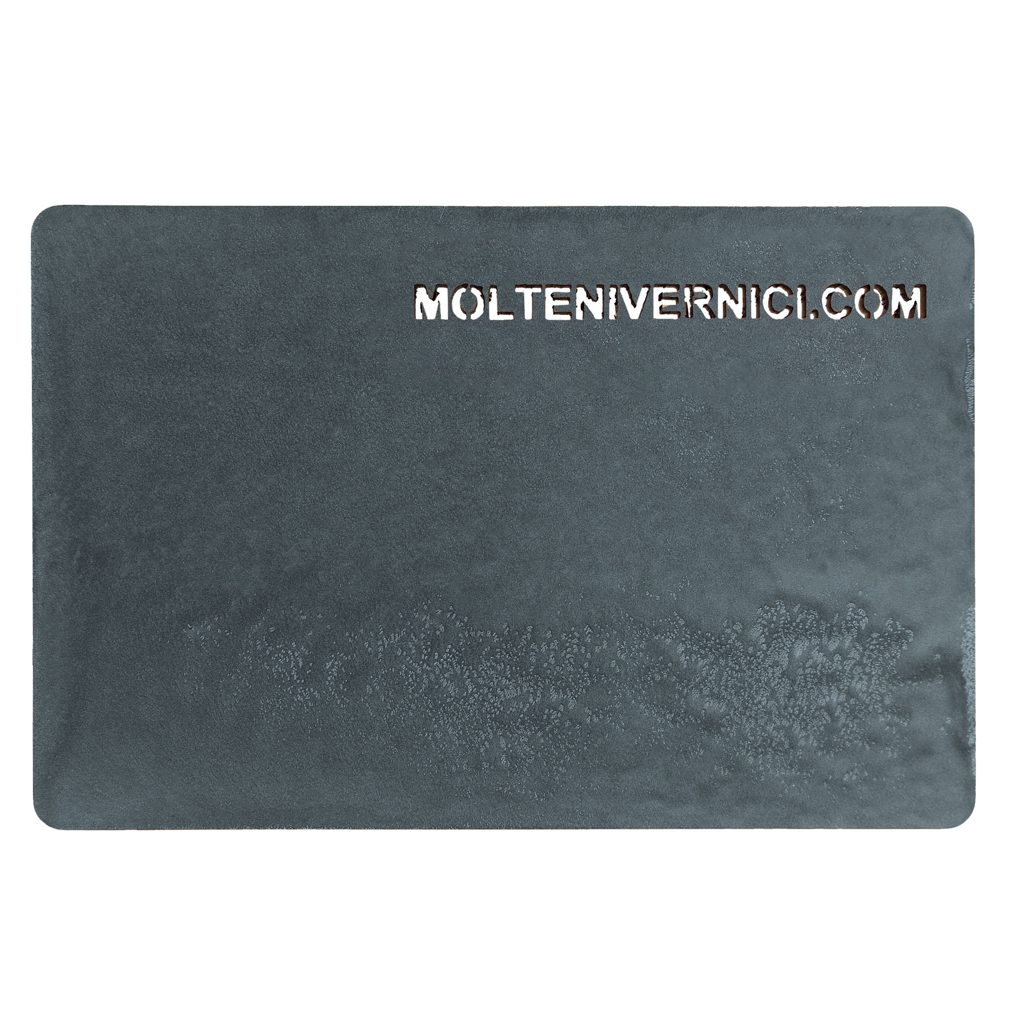 Variante colore Materico Calamina finitura effetto acidatura metalli con texture ossidato e riflessi grigio-blu Molteni Vernici