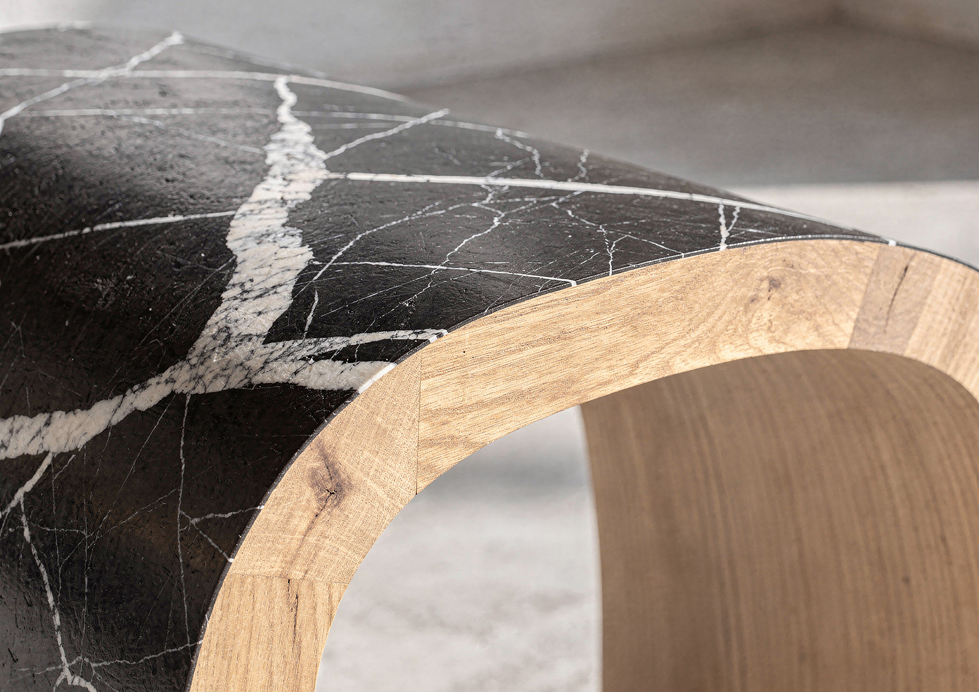 STONAIR architectural panel with black marble finish and natural white veining.