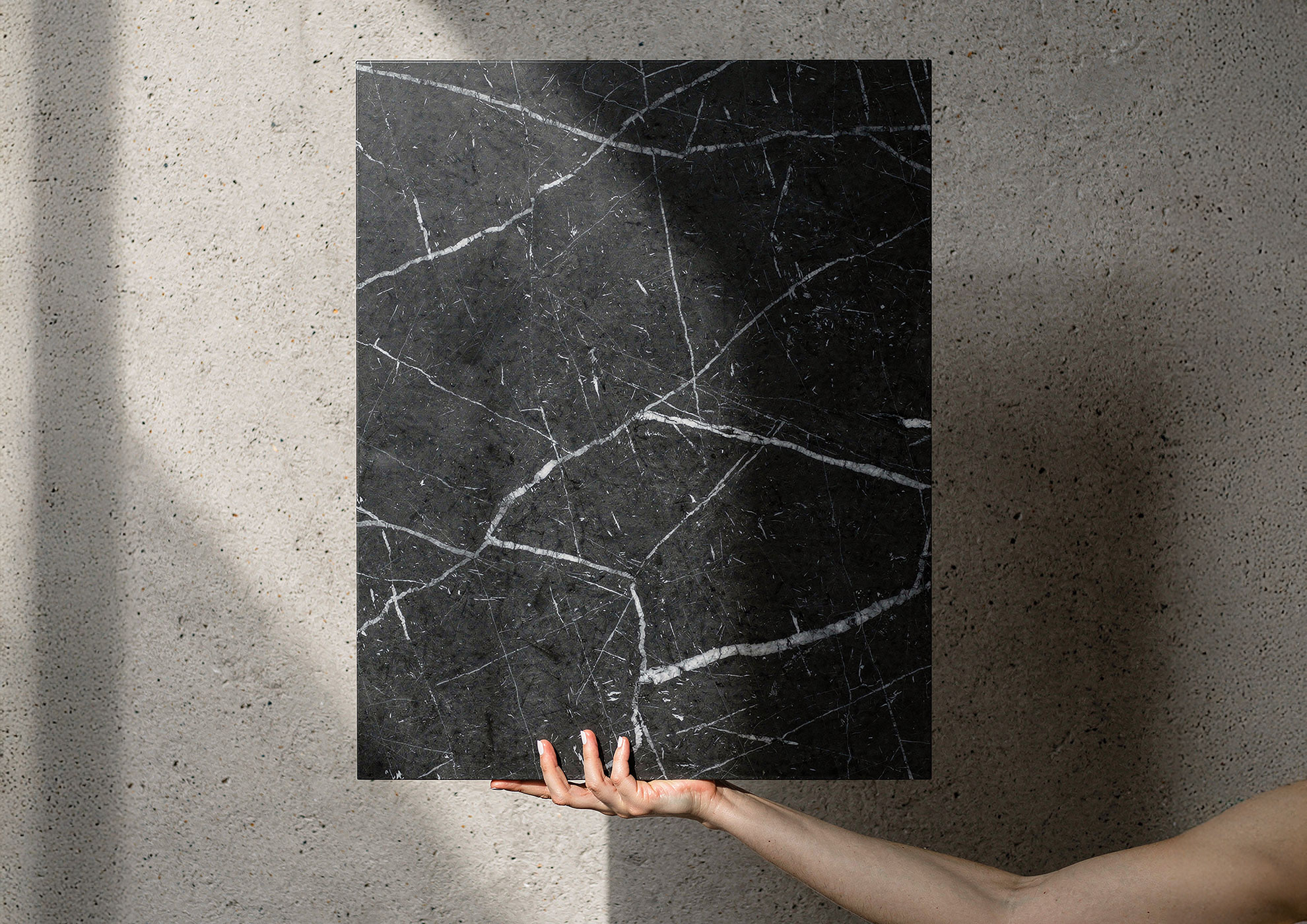 STONAIR black marble texture with white veining.