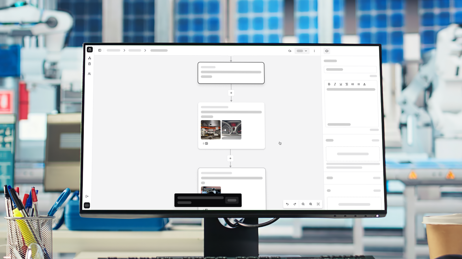 Desktop view of the no-code platform to edit workflows.