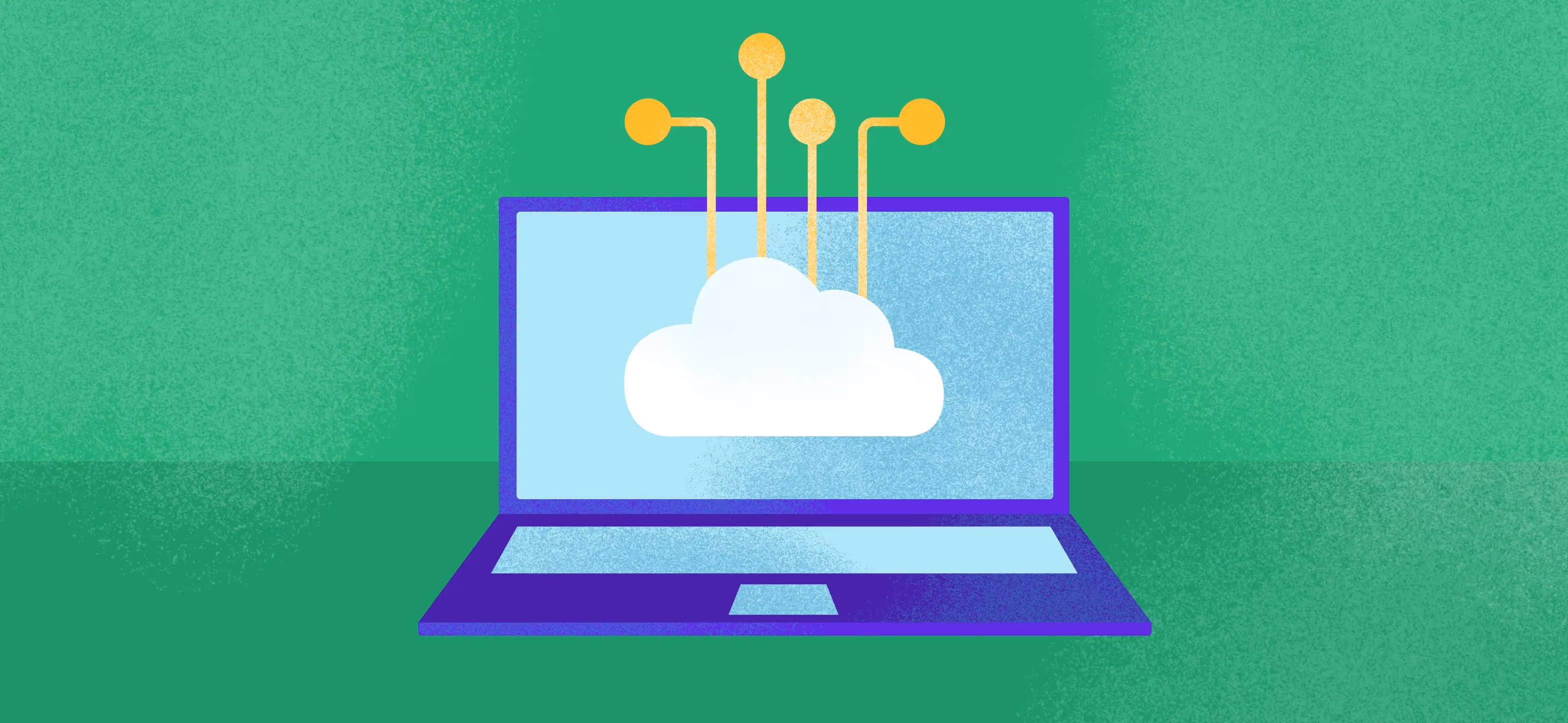 Computer with a cloud on the screen